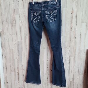 Amethyst Jeans Indigo Flare with Embroidered Pockets